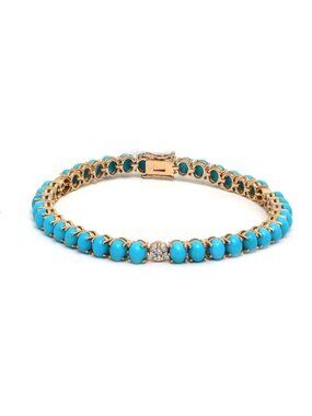 Azure Bloom Turquoise & Diamond 14K (Custom) Yellow Gold Bracelet